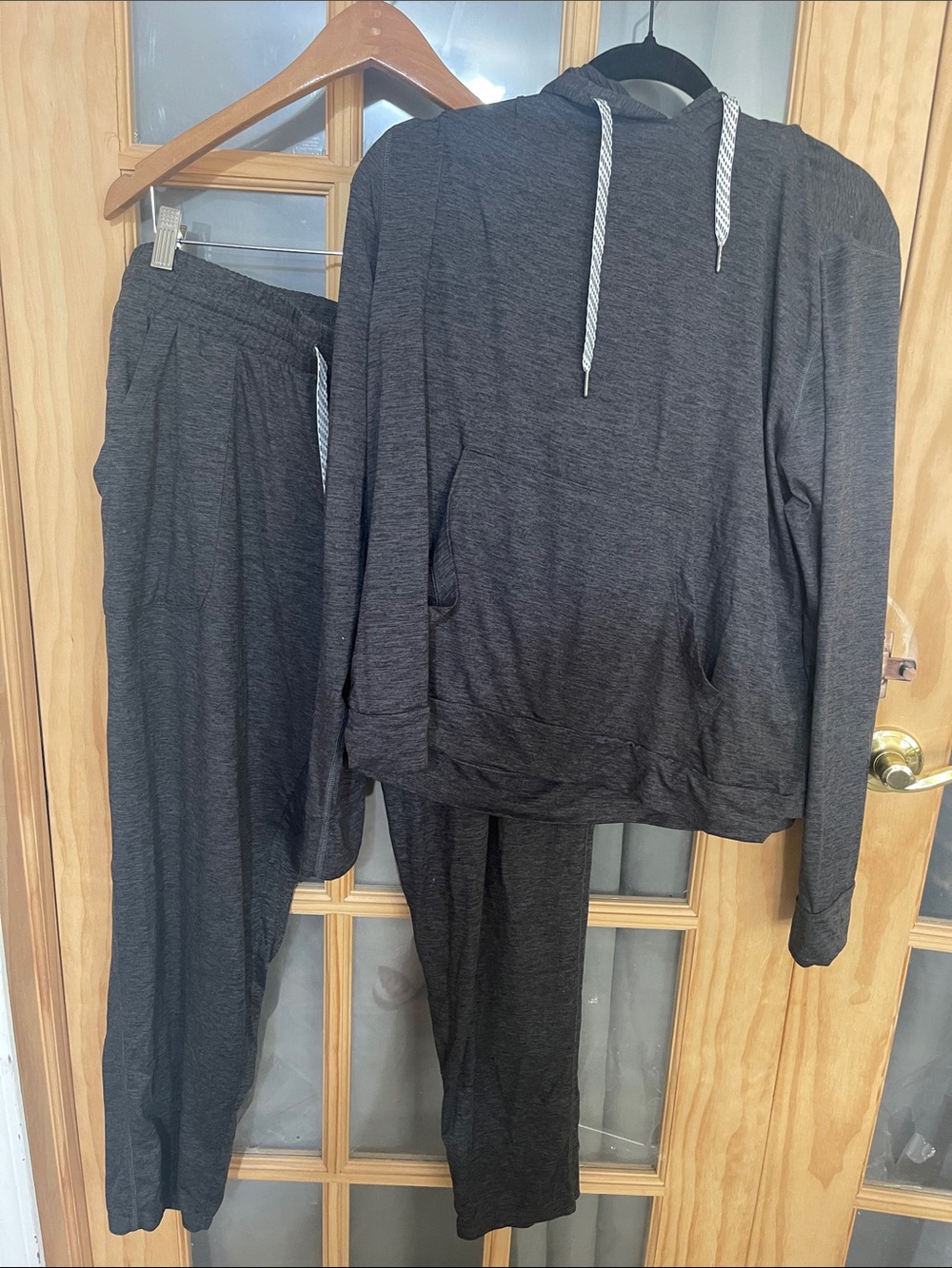 135. Women's Dark Gray Track Pants & Hoodie Jogger Set